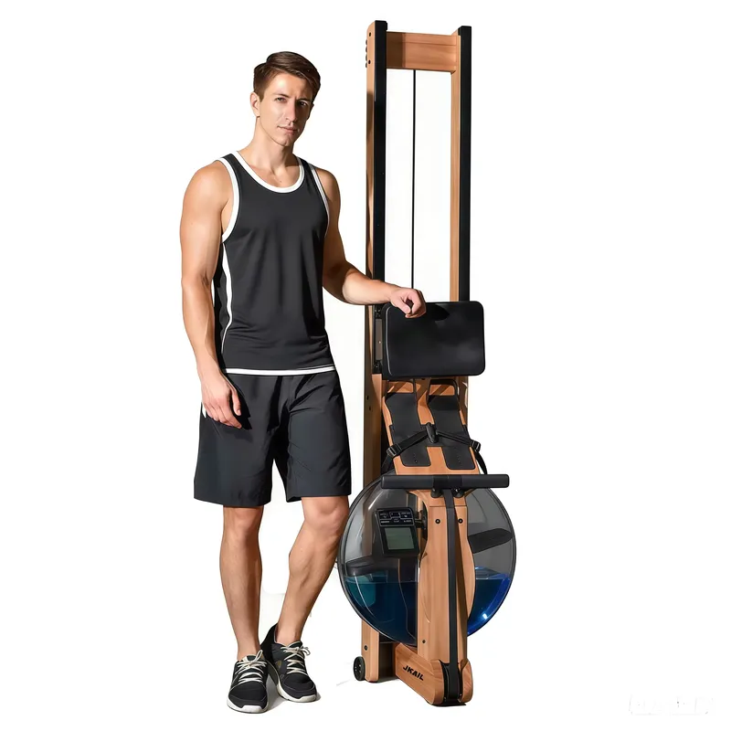 Home Gym Rowing Machine - Mesin Dayung Kayu yang Dapat Disesuaikan,