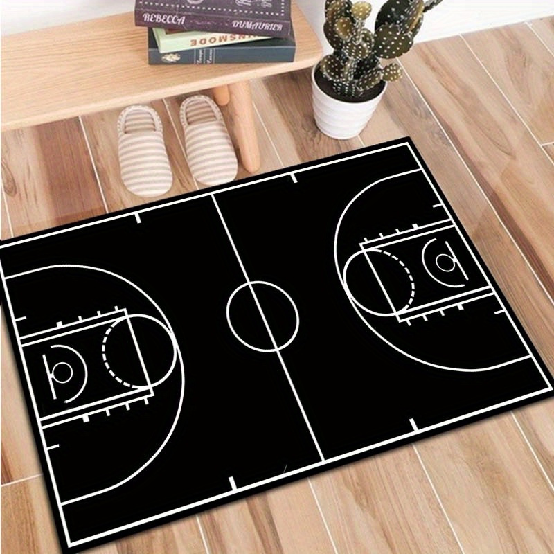 Home Gym And Basketball Court - Alas Lantai Lapangan Basket Hitam Putih