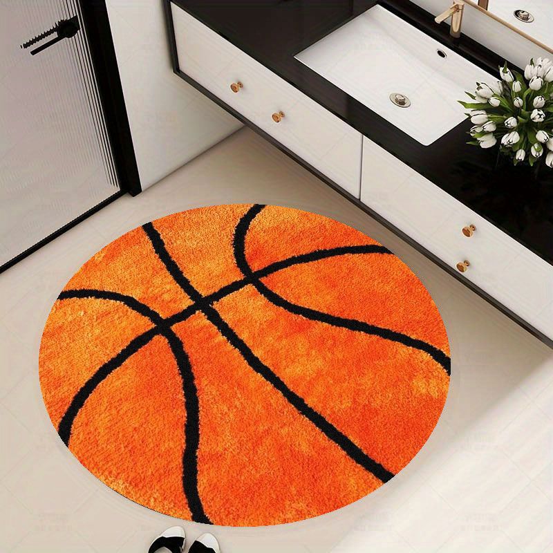 Home Gym Mma - Karpet Bulat Pola Bola Basket Flanel