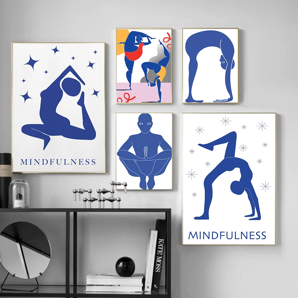 Home Gym Minimalist - Poster Abstrak Pose Yoga Gym Latihan
