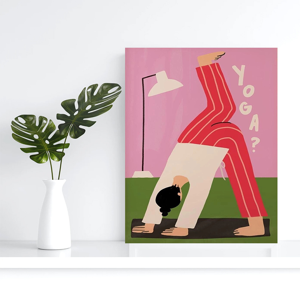 Cetakan Kanvas Yoga Downward D - Home Gym Minimalist ulasan dan harga